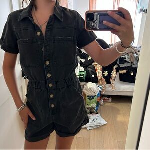 Black Button-Up Romper